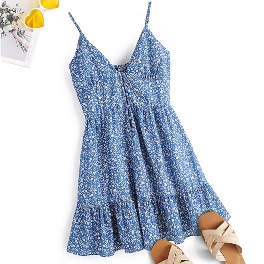 ☀︎ Floral Print Ruffle Hem Cami Sundress ☀︎